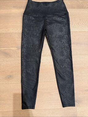 Beyond Yoga Black Snake-Texture High-Rise Leggings
